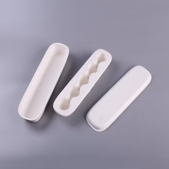 Verpackungsschale aus geformtem, weißem Trockenpresszellstoff aus Papier
