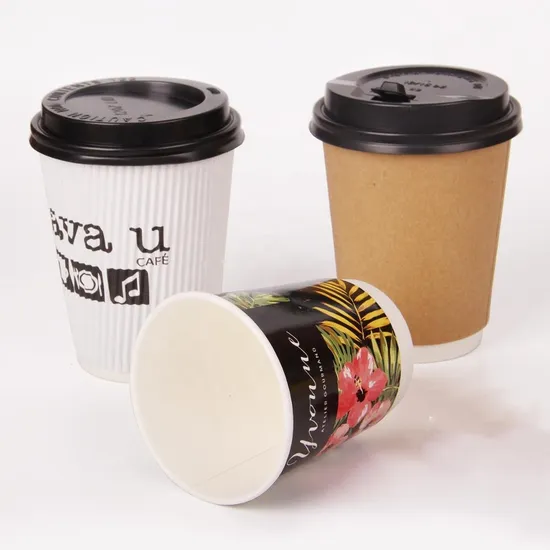 Herstellungspreis Anpassen des Logo-Designs Einwegbecher aus doppelwandigem Kraftpapier, biologisch abbaubarer dicker Becher für Heißgetränke für Tee und Kaffee