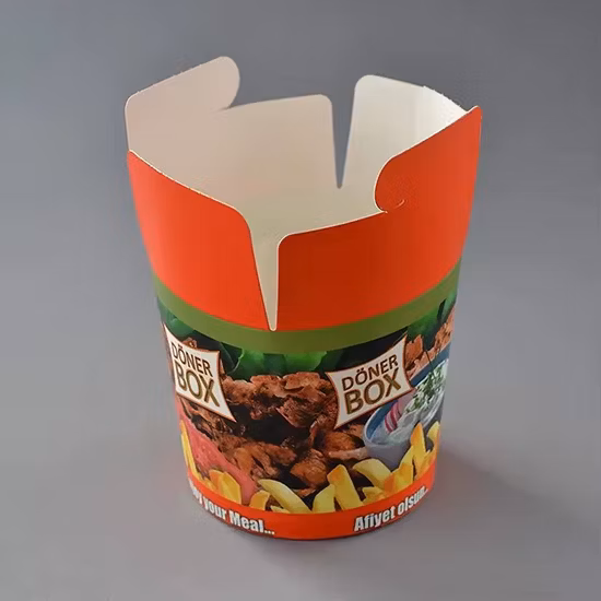 Biologisch abbaubare Papierbox für frisches Obst, Gemüse und Salat in Lebensmittelqualität für Flugzeuglebensmittel/Supermärkte/Restaurants/Hotels